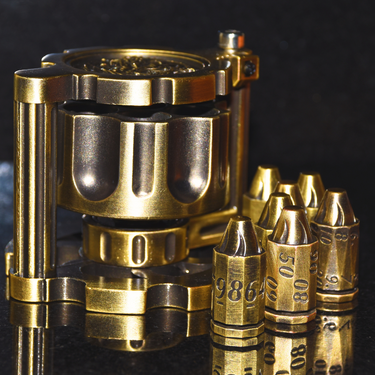 Metal Bronze Revolver Bullet Dice Set